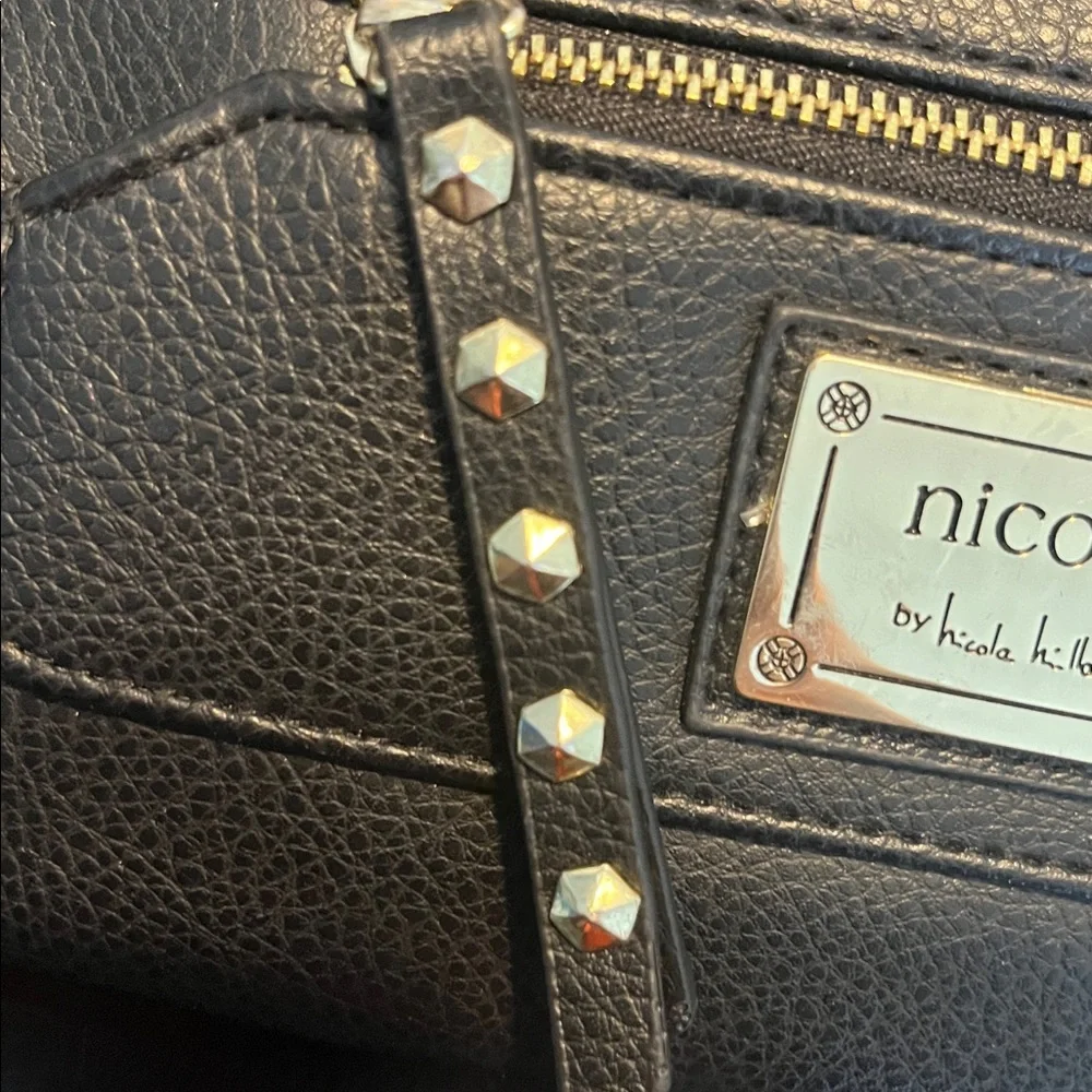 Nicole by Nicole Miller Black Leather Crossbody Bag with Strap